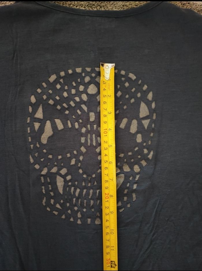 T-shirt Taille 3 femme bleu marine tête de Mort LFM - photo numéro 4