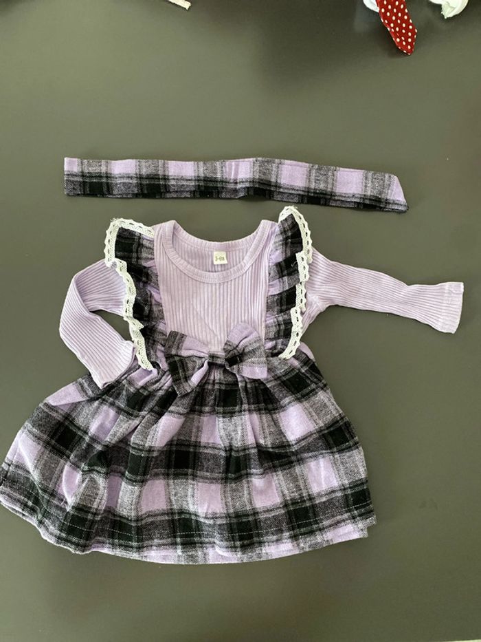 Robe plus bandeau violet 3-6 mois
