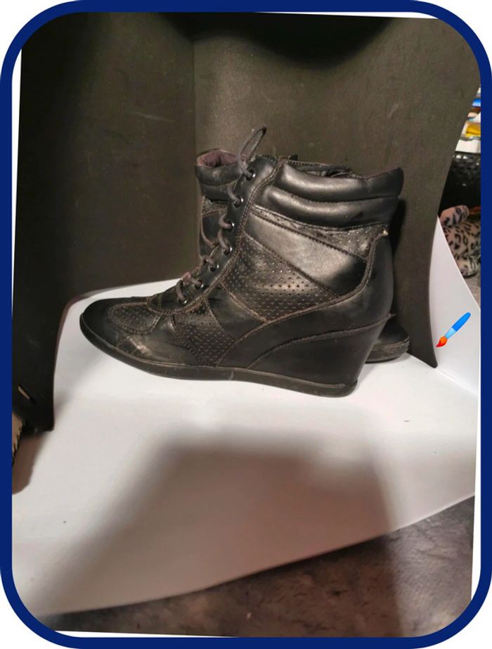 bottine talon compenser taille 39 noir - photo numéro 6