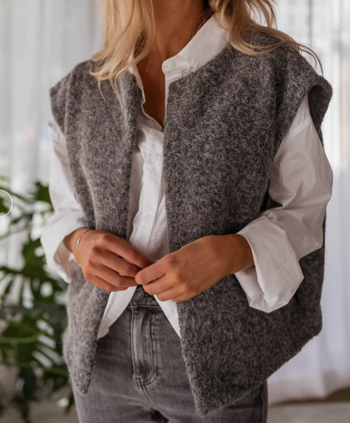 Gilet - Gris - Sans Manches- Décontracté - Cocooning - Automne