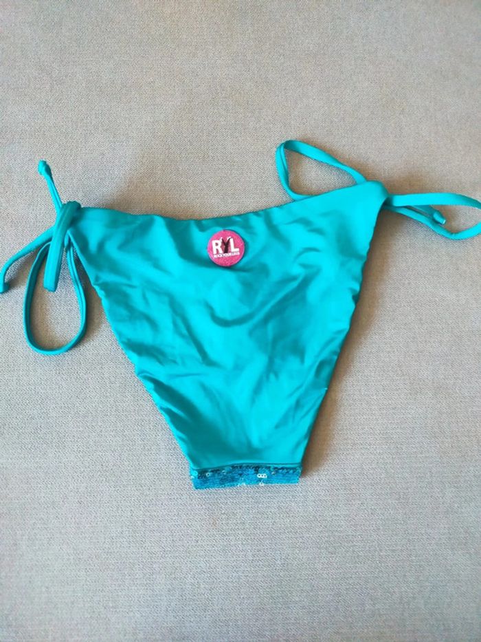 Bas de bikini turquoise à sequins – Philippe Matignon – Taille 36 – Neuf avec étiquette - photo numéro 3