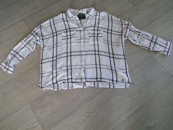 Chemise SUPERDRY blanche et rayures bleu marine 2 poches taille L TBE