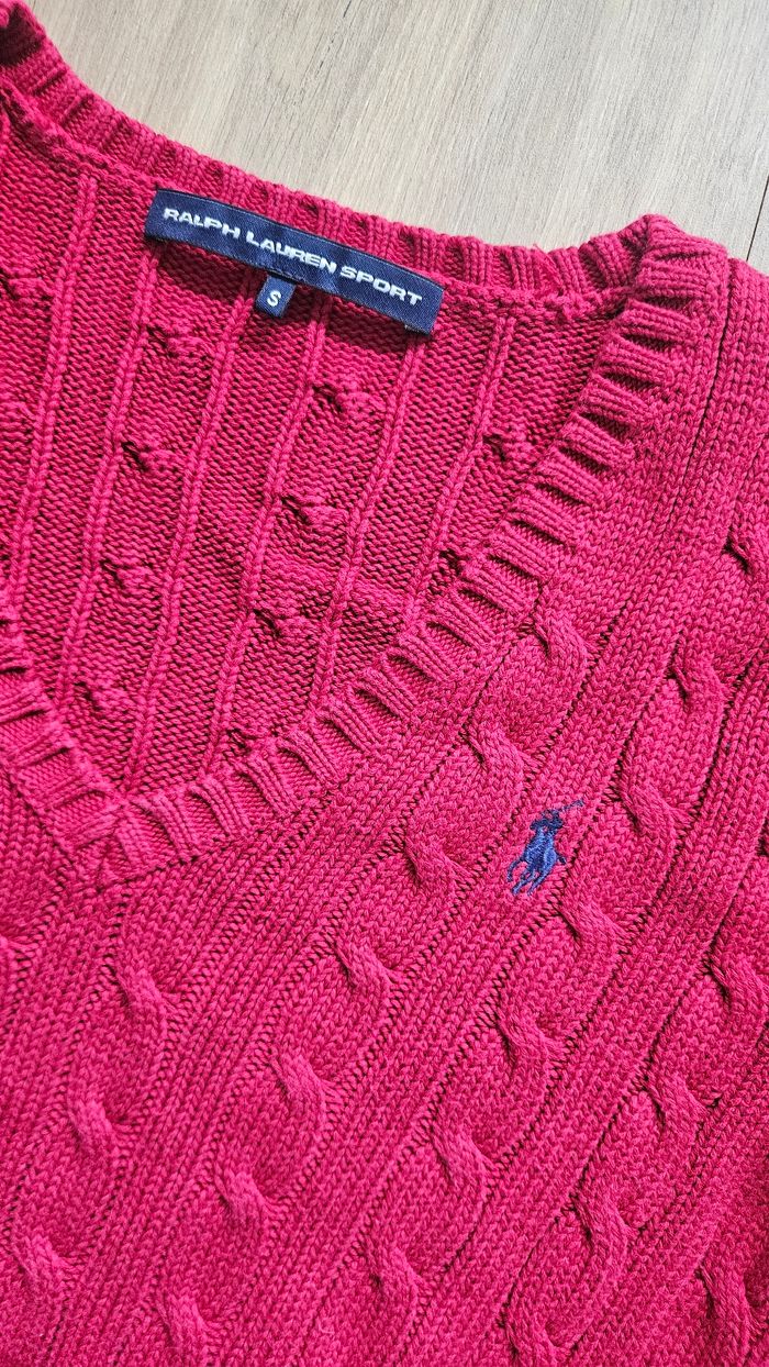 Pull rouge maille, logo bleu, taille S, Polo Ralph Lauren - photo numéro 6