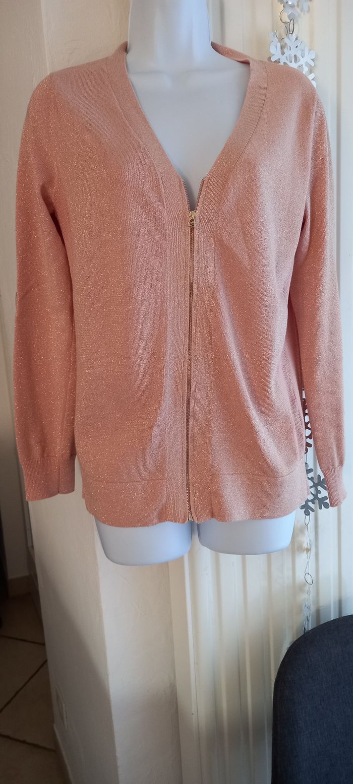 Gilet rose lurex brillant