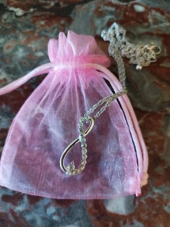 Collier couleur argent symbole Infini 27 cm vintage