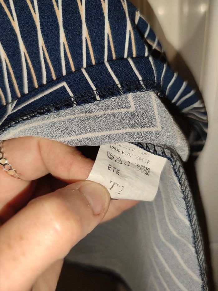Robe d'été évasée fifilles paris T2 bleue a rayures asymétriques - photo numéro 4