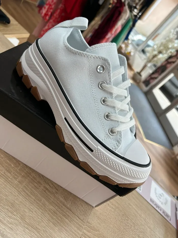 Basket femme blanche taille 39 chaussures femme tennis blanches femme 39 - photo numéro 3