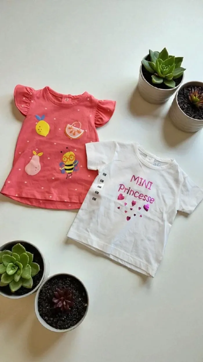 2 T-shirt 6 mois neufs