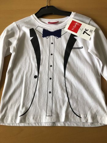 tee shirt garcon manches longues noir blanc en coton tissaia 104 cm 4 ans