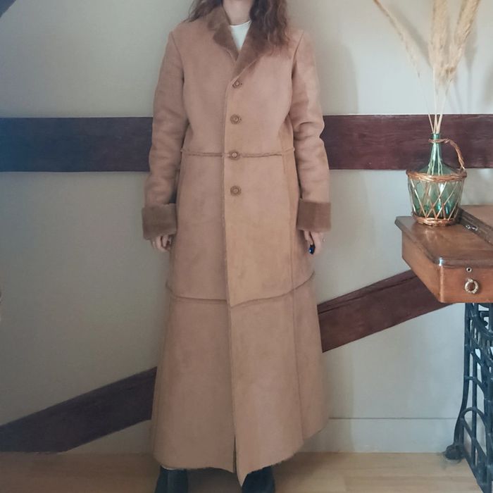 Manteau long peau lainée marron Zapa - photo numéro 2