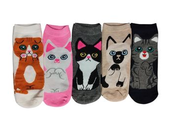 Lot 5 paires de chaussettes mignonnes Chats