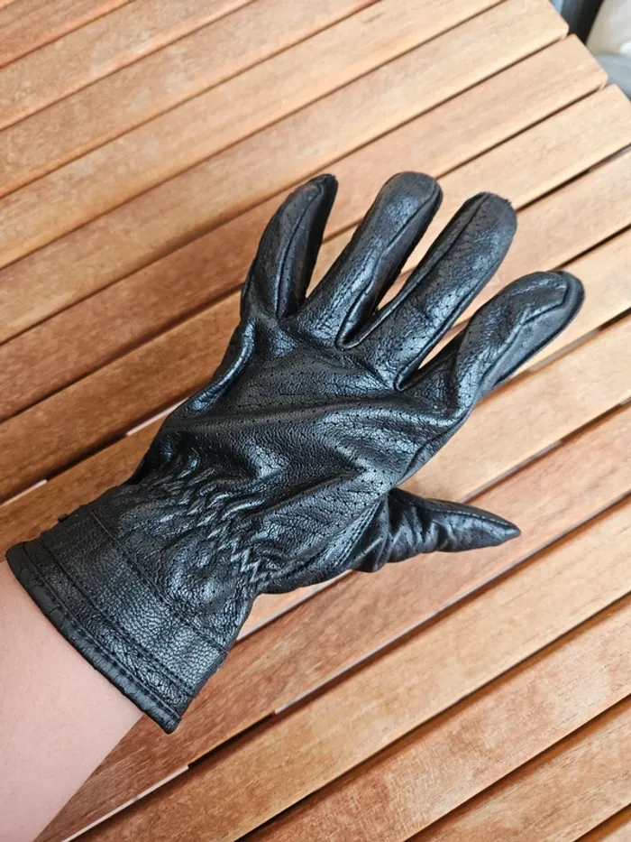 Gants moto noirs en cuir - photo numéro 5