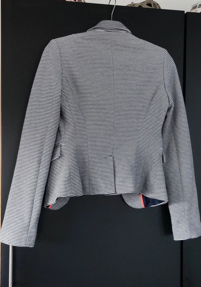 Veste blazer rayée blanc et marine - photo numéro 4