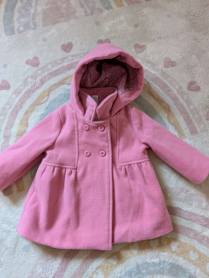 Joli Manteau Hiver Fille Rose Fuschia - Capuche & Boutons - TEX Baby - 9 Mois