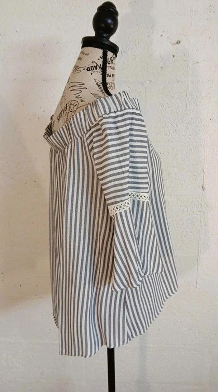 💙 Blouse rayée brodée KOTON – Taille L – Très bon état - photo numéro 6