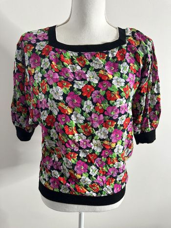 Blouse à fleurs multicolore Vintage T38