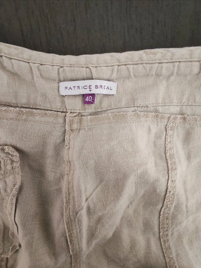 Pantalon droit en lin beige Patrice Bréal taille 40 - photo numéro 7