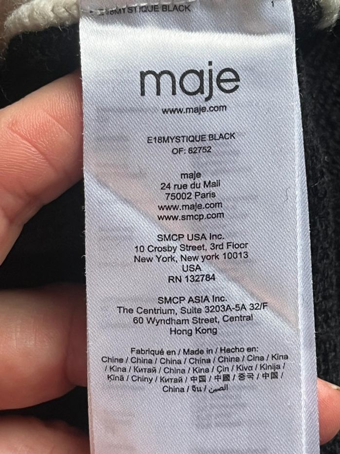 Pull noir blanc et sequins rouge Maje M - photo numéro 7