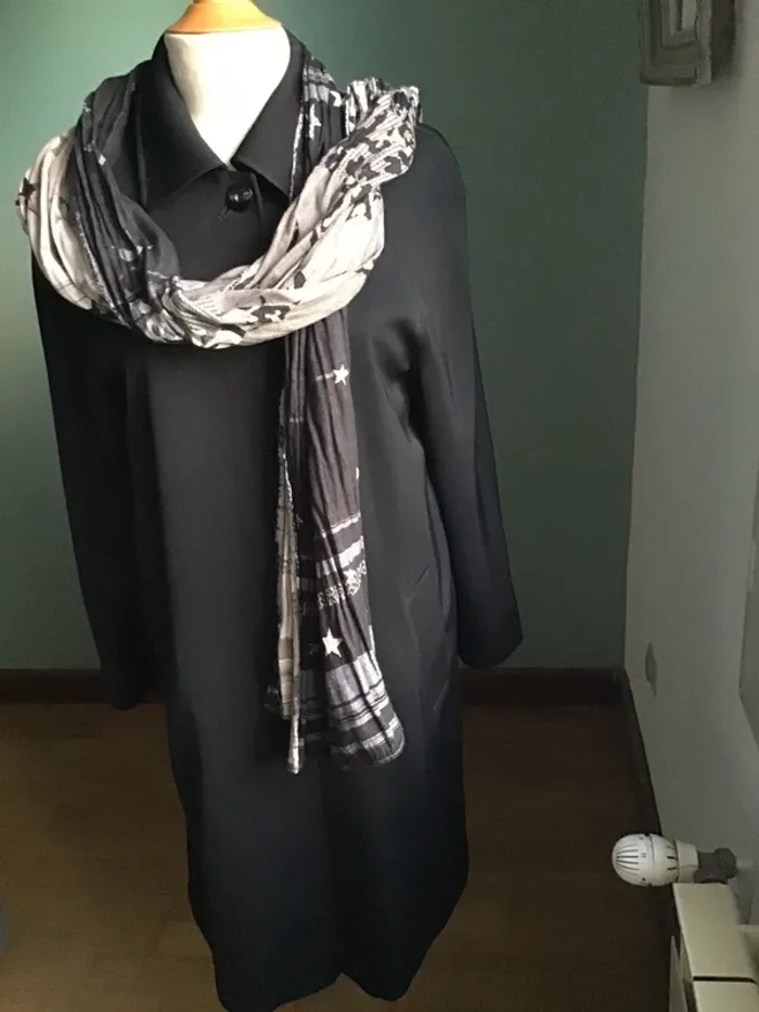 Trench-coat noir long
