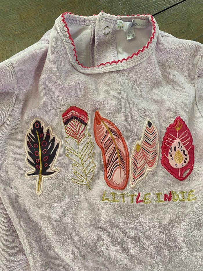 Grenouillère pyjama kitchoun 12 mois rose plumes - photo numéro 2