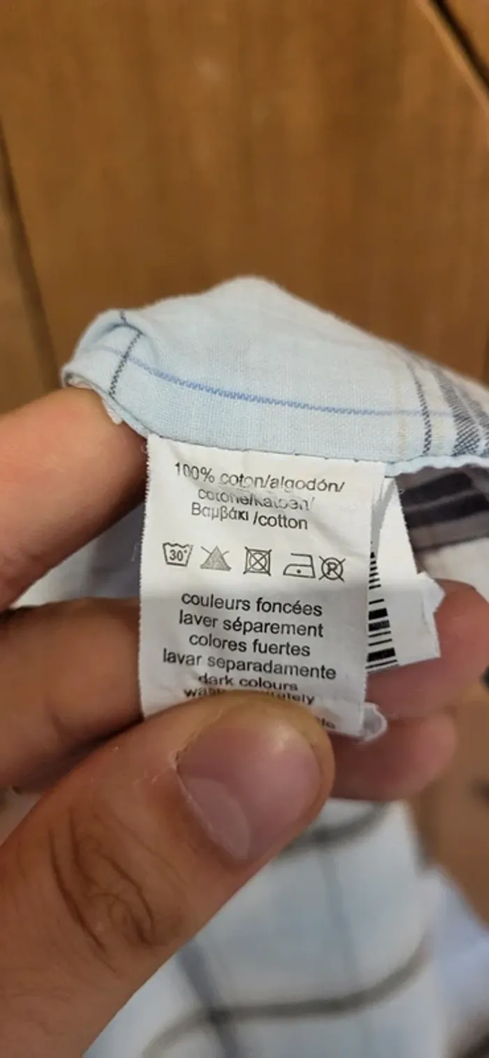 Chemise à carreaux homme Texman taille L – Blanc bleu - Très bon état - photo numéro 7