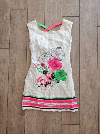 Robe d'été blanche à fleurs fluos taille 36