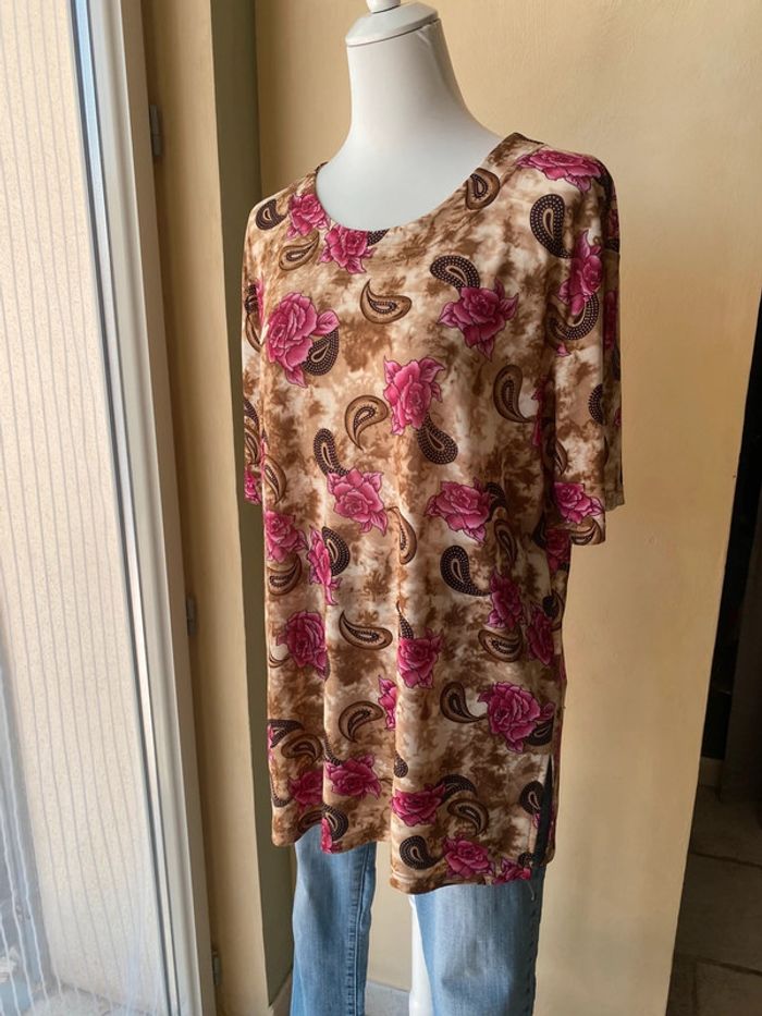 T-shirt à fleurs vintage 44/46 - photo numéro 4