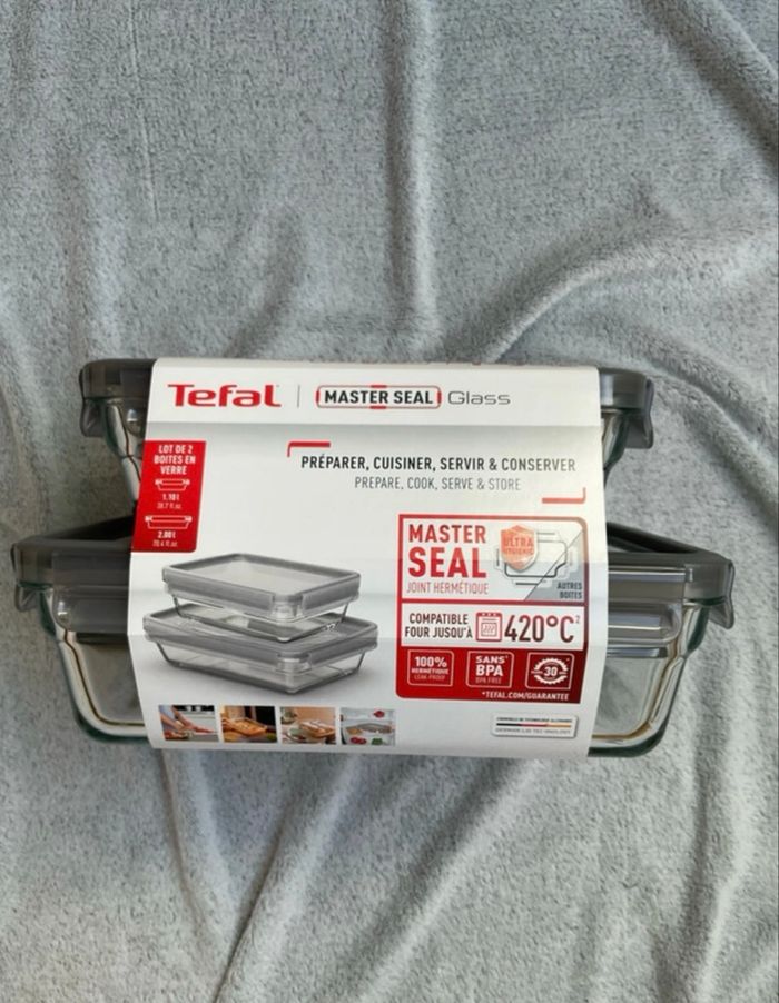 Lot de 2 boites en verre Tefal gris - photo numéro 2
