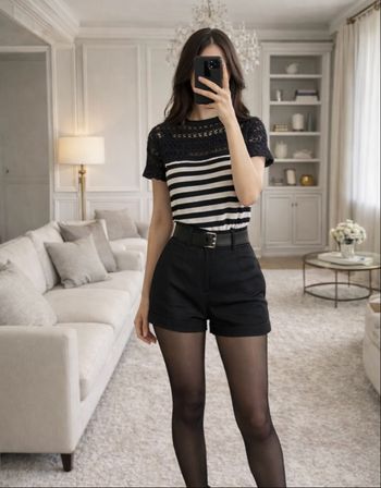 Haut à rayures et dentelle 