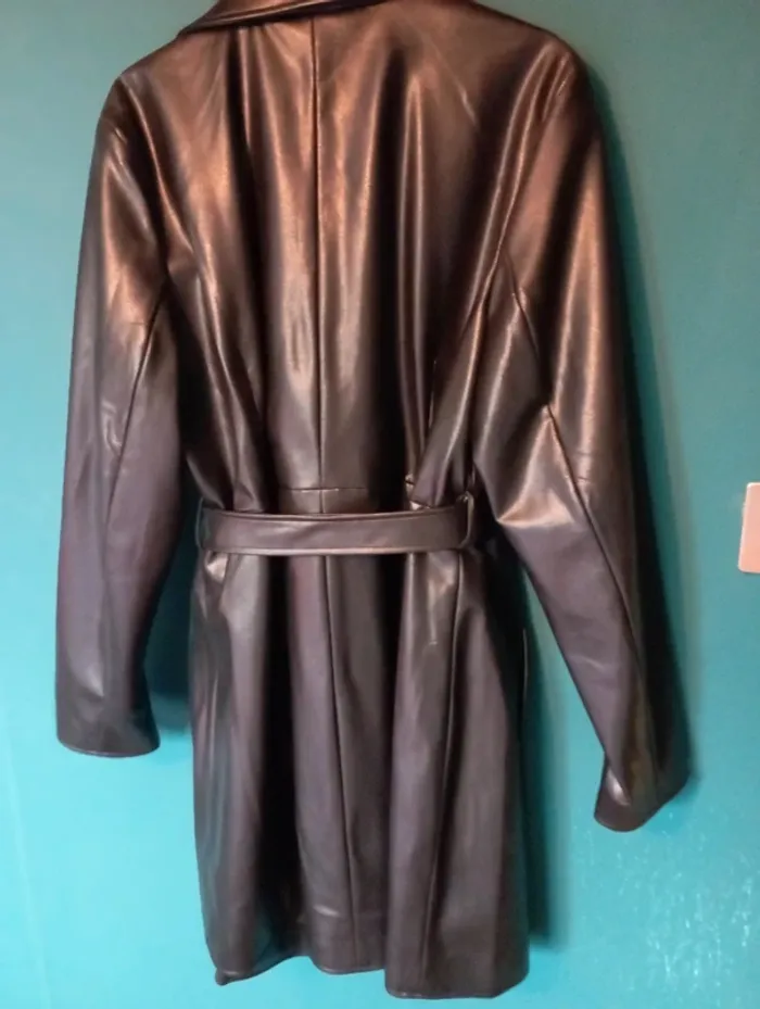 Trench simili cuir noir femme - photo numéro 4