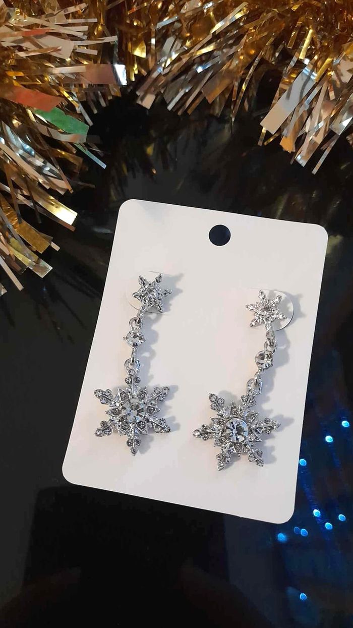 Bijoux Noël | Boucles d’Oreilles neuves Flocons Scintillants - photo numéro 2