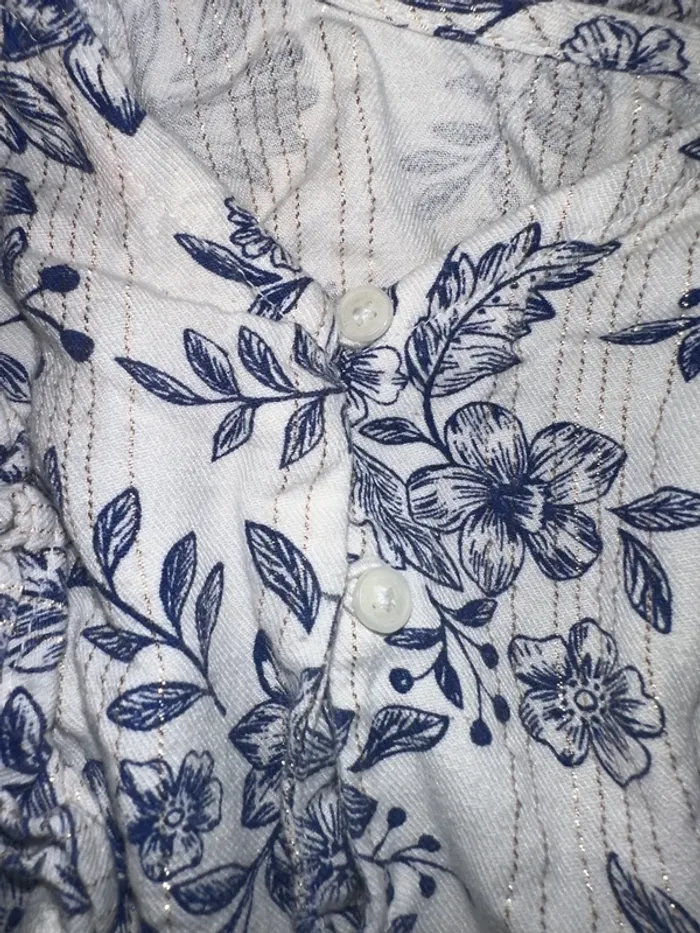 Combi short fluide détails volanté motifs fleuri bleu et blanc Tape à l’œil - photo numéro 5