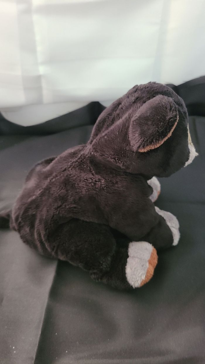 doudou chat noir blanc marron - photo numéro 2