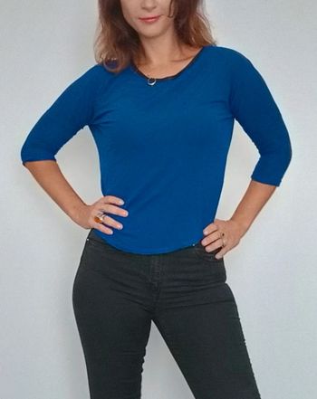 Pull fin bleu roi nœuds au dos taille unique
