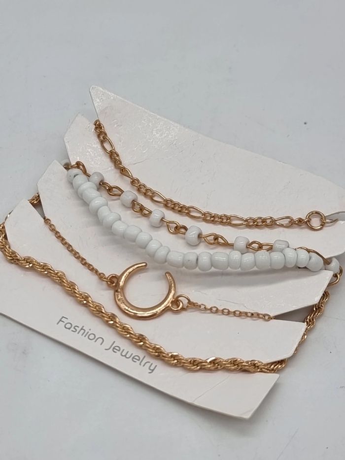Lot 5 bracelets ajustables dorés - photo numéro 3
