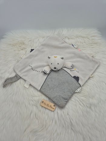 Doudou Plat Ours blanc Sam Noukie's Timeless