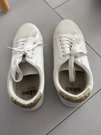 Baskets blanches Gemo paillettes dorées