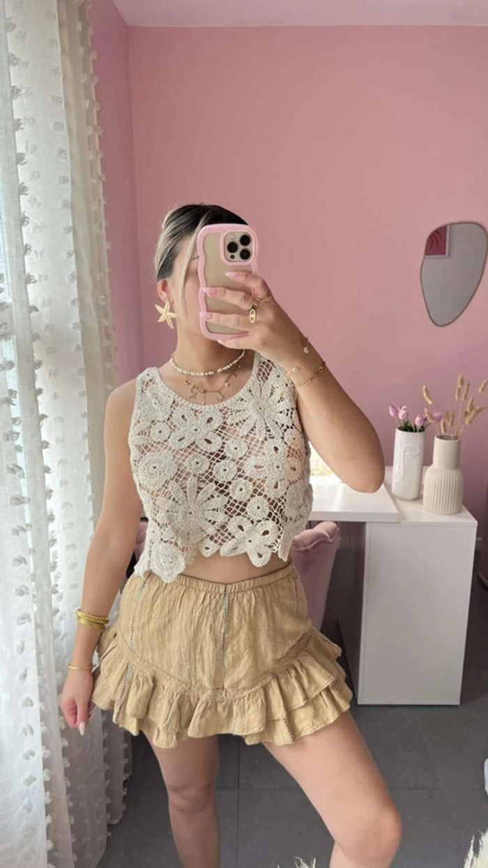 Short jupe en gaz de coton