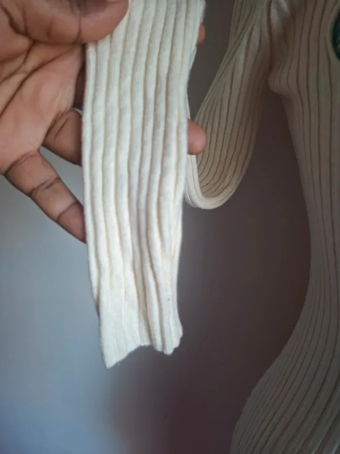 Robe pull côtelée beige à découpes JF Lefon taille S-M, neuve - photo numéro 4