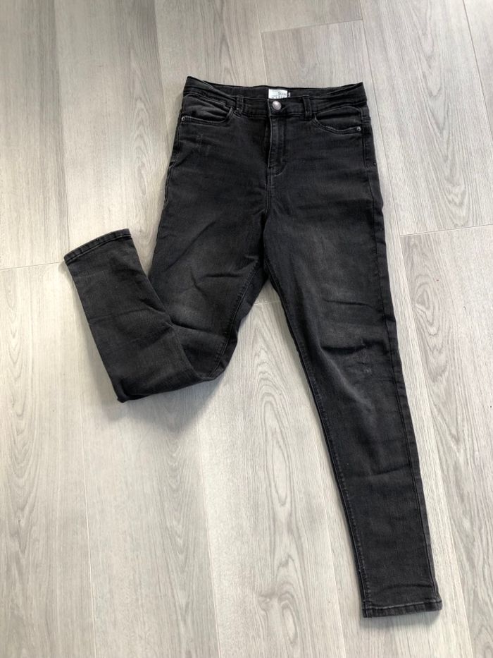 Jeans fille taille 12 ans noir forme slim kiabi - photo numéro 3