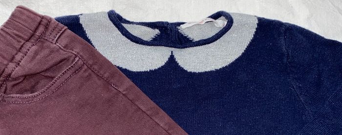 ensemble Bout'chou legging 36 mois, pull 3 ans porté, une petite tache en bas sur le pull - photo numéro 3