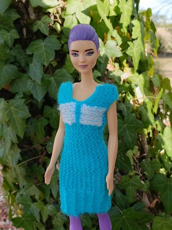 Robe courte bleue et blanche