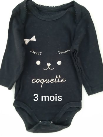 body manches longues noir fille - coquette - 3 mois
