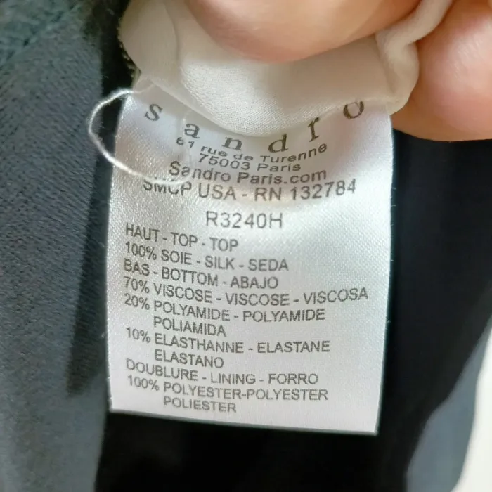 Robe bicolore Sandro en soie haut crème et bas noir taille 2 coupe chic fluide A1284 - photo numéro 6