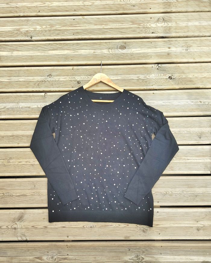 Pull noir avec strass imitation cachemire – Taille 3 – Neuf sans étiquette