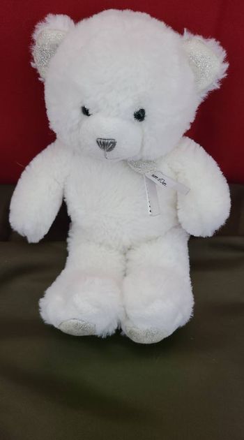 Doudou peluche HISTOIRE D'OURS Charms blanc paillettes argentées