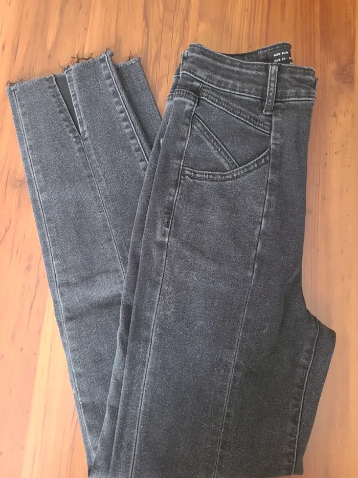 Jean mom slim avec coutures femme