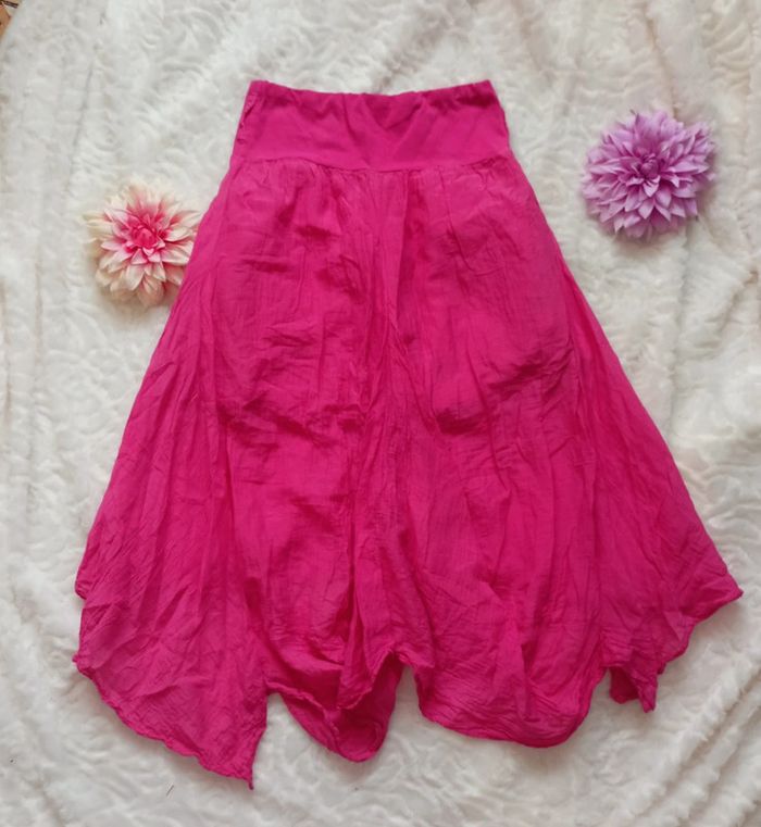 Jupe longue rose asymétrique 9/10 ans