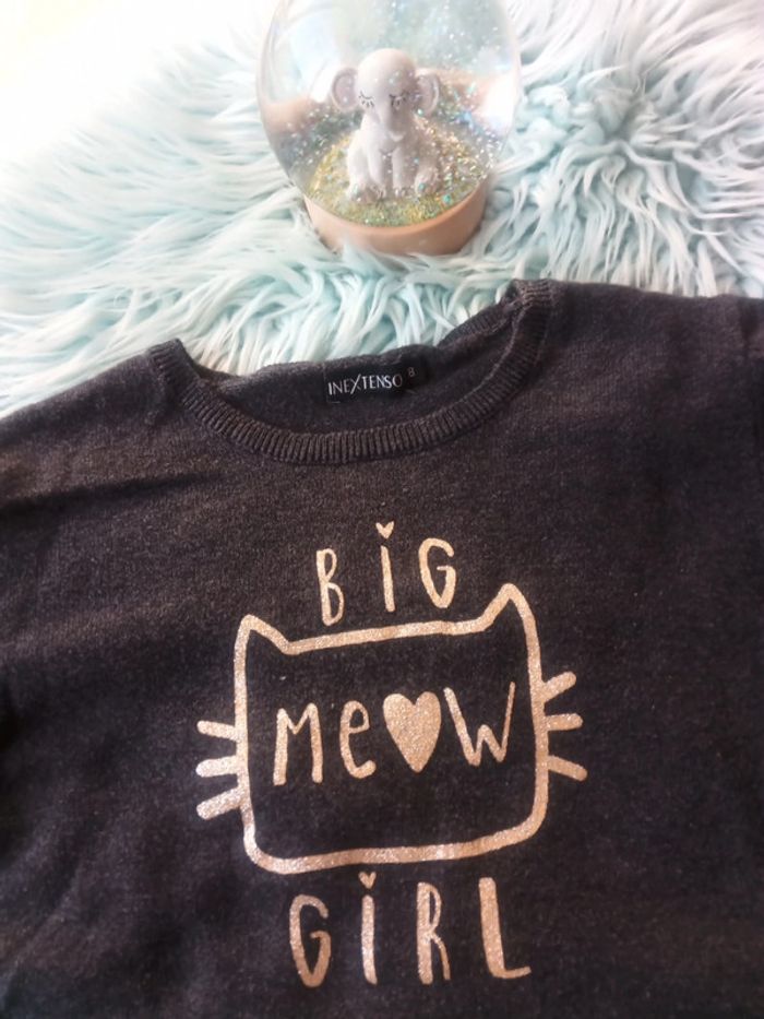 🍂 pull fille gris foncé 8 ans In Extenso - photo numéro 2