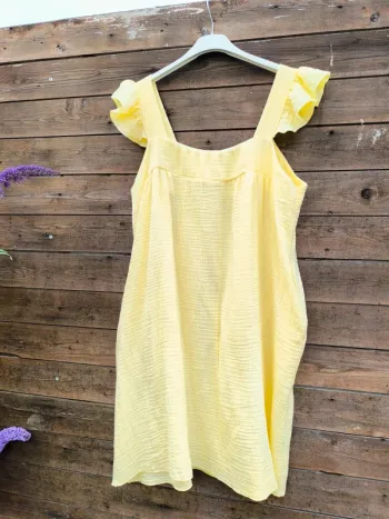 Robe courte jaune gaz de coton TU 36 à 42